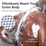 African Net Sponge, Exfoliating Body Scrubber for Cleansing & Gentle Exfoliation, Stretchable Bath Sponge for Hard-to-Reach Areas, African Body Care Daily Use Shower Essentials, with 1 Soap Saver Bag