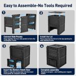 Yesker Outdoor Garden Compost Bin, 80 Gallon BPA-Free Large Capacity Composter for Backyard, Easy Assembly, Fast Fertile Soil Maker, Black