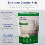 The Clean People Dishwasher Pods - Cuts Grease & Rinses Sparkling Clean - Residue-Free - Phosphate Free Dishwashing Pods (120 Count, Lemon Verbena)