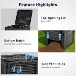 Yesker Outdoor Garden Compost Bin, 80 Gallon BPA-Free Large Capacity Composter for Backyard, Easy Assembly, Fast Fertile Soil Maker, Black