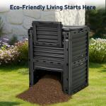 Yesker Outdoor Garden Compost Bin, 80 Gallon BPA-Free Large Capacity Composter for Backyard, Easy Assembly, Fast Fertile Soil Maker, Black
