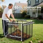 Large Compost Bin, 172 Gallon Metal Wire Mesh Composter for Outdoor, Waterproof Composting Bin with Rust-Proof Coating, Easy Assembly Compost Bin for Garden, Yard, Kitchen Waste, Leaves, 37x37x30 in