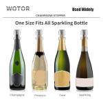WOTOR Champagne Stoppers Stainless Steel, Prosecco Bottle Stopper with Food Grade Silicone, Reusable Champagne Cork & Saver, Leak proof Keep Fresh (Silver, 2 Pack)