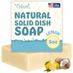 Non Toxic Dish Soap Bar – Natural Solid Dish Soap with Lemon Scent – Eco Friendly, Zero Waste, Plastic Free Kitchen Dishwashing Block – Long-Lasting, Gentle on Hands and Tough on Grease – Made in USA