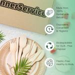 DinnerService 400PCS Eco-Friendly Disposable Wooden Utensil Set – Compostable Biodegradable Wooden Cutlery Set (200 Forks, 100 Spoons, 100 Knives) for Parties, Camping, traveling & Family Dinners