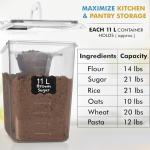 Shazo 2 PC (11L | 372 oz) Flour Sugar Storage Containers with Easy Carry Handle - Plastic Extra Large Food Storage Containers with Lids for Rice Cereal, BPA Free & Airtight Kitchen Pantry Organization