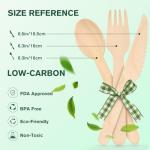 DinnerService 400PCS Eco-Friendly Disposable Wooden Utensil Set – Compostable Biodegradable Wooden Cutlery Set (200 Forks, 100 Spoons, 100 Knives) for Parties, Camping, traveling & Family Dinners