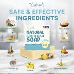 Non Toxic Dish Soap Bar – Natural Solid Dish Soap with Lemon Scent – Eco Friendly, Zero Waste, Plastic Free Kitchen Dishwashing Block – Long-Lasting, Gentle on Hands and Tough on Grease – Made in USA