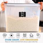 Shazo 2 PC (11L | 372 oz) Flour Sugar Storage Containers with Easy Carry Handle - Plastic Extra Large Food Storage Containers with Lids for Rice Cereal, BPA Free & Airtight Kitchen Pantry Organization
