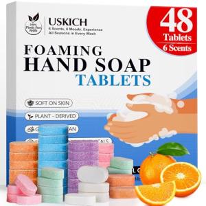 USKICH Foaming Hand Soap Tablet Refills -48Pack | Eco Friendly Products & Cleaning Supplies | Variety Fragrance Soap Refills Tablets for Using With Foaming Hand Soap Dispenser (48 x 8 Fl oz bottles)