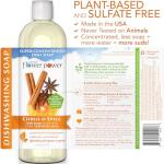 Natural Flower Power Liquid Dish Soap – Citrus & Spice – Plant-Based & Scented w/ Pure Essential Oils – Natural Liquid Dishwashing Detergent – Sulfate-Free Kitchen Soap – Vegan (16 Fl Oz 3 Pack)