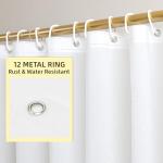 Poposa Heavy Duty Shower Curtain Liner, Waterproof Transparent PEVA, Non-Toxic Odorless, Rust-Proof Metal Ring, Frosted 72 x 72 in