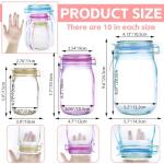 Fireboomoon 30 PCS Multi-Size Mason Jar Bottle Pattern Zipper Bags,Reusable Airtight Seal Leak-Proof Portable Food Snack Save Storage Pouch Bag for Travel Picnic Camping and Kids