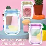 Fireboomoon 30 PCS Multi-Size Mason Jar Bottle Pattern Zipper Bags,Reusable Airtight Seal Leak-Proof Portable Food Snack Save Storage Pouch Bag for Travel Picnic Camping and Kids