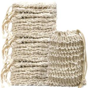 40 Natural Cotton and Linen Soap Bags - Eco-Friendly Reusable Soap Bags for Bath, Shower and Travel, 5.9 x 4.7 Inch, Knot Design