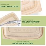 100 Piece (50 Pack) Meal Prep Containers with Lids,32 oz Resuable Cornstarch Material Salad Containers, Plant-based Lunch Boxes, Plastic Take Out Bowls BPA Free, Microwave Freezer Safe, Stackable