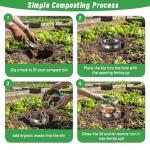 EcoBrisa 2 Pack Inground Worm Composting Bin, Metal Compost Bin for Recycling Kitchen Food Waste, Outdoor Worm Compost Bin with Holes and Lid Use in Outdoor Garden Vegetable Patch Backyard