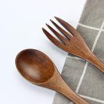 Portable Wooden Cutlery Set for Travel and Camping - 4 Piece Set With Reusable Wooden Spoon, Fork, Knife and Chopsticks