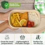 Dtocs Premium Disposable Meal Prep Containers with Lids (Pack of 50), 500 mL (17oz) | Heavy Duty Bamboo Fiber To Go Food Containers – Leak Resistant, Microwave & Freezer Safe