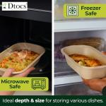 Dtocs Premium Disposable Meal Prep Containers with Lids (Pack of 50), 500 mL (17oz) | Heavy Duty Bamboo Fiber To Go Food Containers – Leak Resistant, Microwave & Freezer Safe