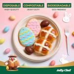 JOLLY CHEF Compostable Heavy Duty Plates 𝟭𝟬 𝗜𝗻𝗰𝗵 [𝟯𝟬𝟬 𝗣𝗮𝗰𝗸] Eco-Friendly Disposable Paper Plates Made of Bagasse Biodegradable Bulk for Party Dinner Sugarcane Fibers Round (Natural)