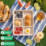 WELLIFE 100% Compostable 5 Compartment Paper Plates, 125 Pack Heavy Duty Disposable School Lunch Trays, 10.25 * 8.25 Inch Eco-Friendly Bagasse Plates for Boys, Girls and Youth (BPA Free,Microwaveable)