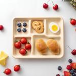 WELLIFE 100% Compostable 5 Compartment Paper Plates, 125 Pack Heavy Duty Disposable School Lunch Trays, 10.25 * 8.25 Inch Eco-Friendly Bagasse Plates for Boys, Girls and Youth (BPA Free,Microwaveable)