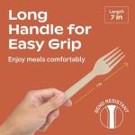 CORAL Light Brown 100% Compostable Spoons & Forks Set - 220 Pieces - No Plastic Cutlery, 110 Forks, 110 Soup Spoons - Break-Resistant with Smooth Edges, Ocean-Friendly Alternative to Plastic Utensils