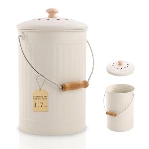 1.7 Gal Kitchen Compost Bin with Smell Proof Lid,Odorless Bin for Indoor Countertop,100% Rust Proof Compost Bucket with Non-Smell Charcoal Filter,Easy Cleaning and Looks Great On Any Kitchen Counter