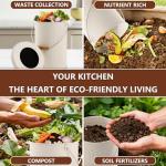 1.7 Gal Kitchen Compost Bin with Smell Proof Lid,Odorless Bin for Indoor Countertop,100% Rust Proof Compost Bucket with Non-Smell Charcoal Filter,Easy Cleaning and Looks Great On Any Kitchen Counter
