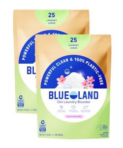 BLUELAND Oxi Laundry Booster Powder Refill 2-Pack, Spring Bloom Scent, 50 Loads, 35.2 oz, Plastic-Free, Eco Friendly, Oxy Cleaner, Stain Remover