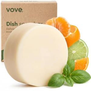 Vove Natural Dish Soap Bar | Bergamot & Grapefruit Essential Oils | Zero Waste Dishwashing Blocks | Plastic-Free Kitchen Soap Cold Pressed | Plant-Based & Eco-Friendly | Single bar (3.5 oz)