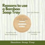 LATHER GREEN - Bamboo Soap Dish & Shower Steamer Holder, Soap Tray and Shower Steamer Tray Eco-Friendly with Drainage, Durable Design