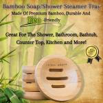 LATHER GREEN - Bamboo Soap Dish & Shower Steamer Holder, Soap Tray and Shower Steamer Tray Eco-Friendly with Drainage, Durable Design