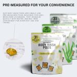 Renew Bath + Body Moisturizing Body Wash Pods, Eucalyptus & Mint Scent, Eco-Friendly and Cruelty Free, Plant-Based Packaging - Plastic Free - Ocean Safe, 31 Pods