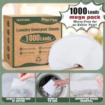 1000 Loads Mega Pack Laundry Detergent Sheets, Eco-friendly Laundry Sheets, Powerful Cleaning, Suitable for Homes, Dorms, and Apartments - [Fresh Scent]
