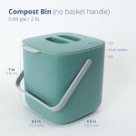 Blue Ginkgo Kitchen Compost Bin [2.6L / 0.69 GAL] – Filter-Free, Odor-Tight Countertop Food Waste Pail with Handle (Made in Korea, Green)