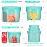 Annaklin Reusable Food Bags, 12 Pack 100% Silicone Food Storage Bags Stand Up Zip Lock Container, Freezer Microwave Oven Dishwasher Safe, 4 Medium 4 Small 4 Extra Small, Aqua