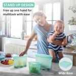 Annaklin Reusable Food Bags, 12 Pack 100% Silicone Food Storage Bags Stand Up Zip Lock Container, Freezer Microwave Oven Dishwasher Safe, 4 Medium 4 Small 4 Extra Small, Aqua