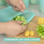 Annaklin Reusable Food Bags, 12 Pack 100% Silicone Food Storage Bags Stand Up Zip Lock Container, Freezer Microwave Oven Dishwasher Safe, 4 Medium 4 Small 4 Extra Small, Aqua