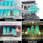 Annaklin Reusable Food Bags, 12 Pack 100% Silicone Food Storage Bags Stand Up Zip Lock Container, Freezer Microwave Oven Dishwasher Safe, 4 Medium 4 Small 4 Extra Small, Aqua