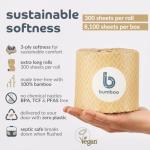 Bumboo Bamboo Toilet Roll 24 Pack | Wrapped Toilet Paper 3 ply, 300 Sheets | Eco Friendly Toilet Paper | Plastic-Free, Soft, Strong, Sustainable & Biodegradable Toilet Tissue