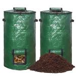 MyLifeUNIT Compost Bins Outdoor, Composting Bin for Outside Garden, Reusable Garden Yard Waste Bag, 34 Gallons (2 Pack, Green)