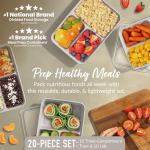 Bentgo 20-Piece Lightweight, Durable, Reusable BPA-Free 3-Compartment Containers - Microwave, Freezer, Dishwasher Safe - Stone Gray