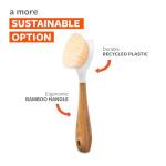 Full Circle Be Good Bamboo Handle Dish Brush – Sustainable Kitchen Cleaning with Tough Bristles - Natural Dish Scrubber & Cast Iron Cleaner - Long Handle Brush for Dishes, Pots, and Pans, White