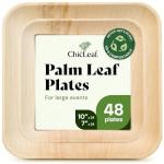 Chic Leaf Compostable & Biodegradable Palm Leaf Disposable Bamboo Plates - Disposable Party Plates for Appetizers - Party Supplies (10 & 7 Inch Square)