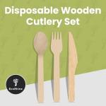Wooden Cutlery Set Disposable - 200 PCS Wooden Compostable forks and Spoons with 100 Forks, 50 Spoons, and 50 Knives - Disposable Utensils Set for Outdoor, Party, Camping & More
