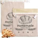 2 Pack Beeswax Bread Bags for Sourdough,Reusable Organic Linen Beeswax Bread Bag for Homemade Sourdough 17 x 12.6 Inches Food Storage Cloth Bag – Freezer-Friendly & Freshness Preservation