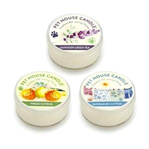Pet House Mini Candles for Pet Odor Made with Natural Soy Wax, Plant Based, Dog and Cat Friendly Scented Candles, Variety Pack of 3