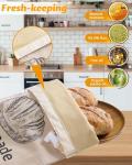 2 Pack Beeswax Bread Bags for Sourdough,Reusable Organic Linen Beeswax Bread Bag for Homemade Sourdough 17 x 12.6 Inches Food Storage Cloth Bag – Freezer-Friendly & Freshness Preservation